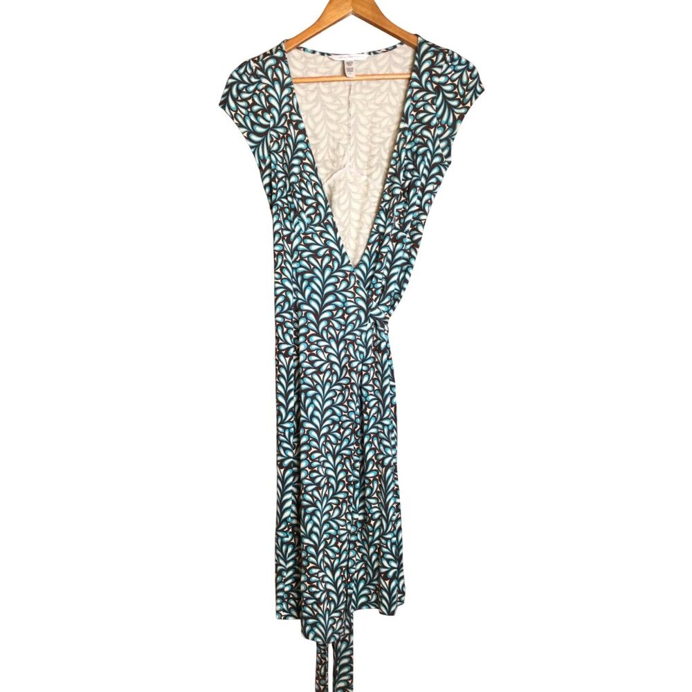 Diane Von Furstenberg Blue, Black & White Wrap Dress